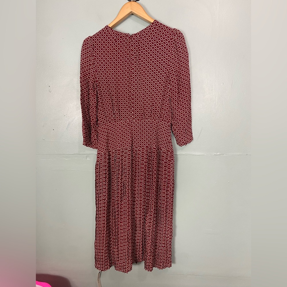 Reformation Sabra‎ Midi Dress Pleated Polka Ring Dot Red Size 8 - Picture 6 of 8